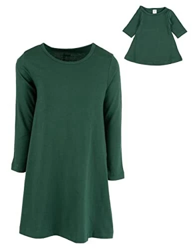 Leveret Girl and Doll Cotton Dress Solid Green 14 Year