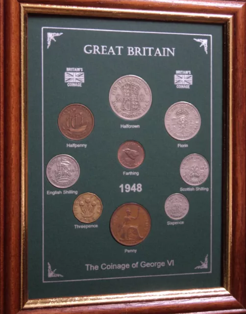 FRAMED 1948 VINTAGE COIN GIFT SET (RETRO 76th BIRTHDAY / YEAR OF BIRTH PRESENT)