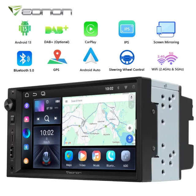 Android 13 Double 2Din 7" IPS Car Stereo Radio GPS Navigation CarPlay BT USB RDS