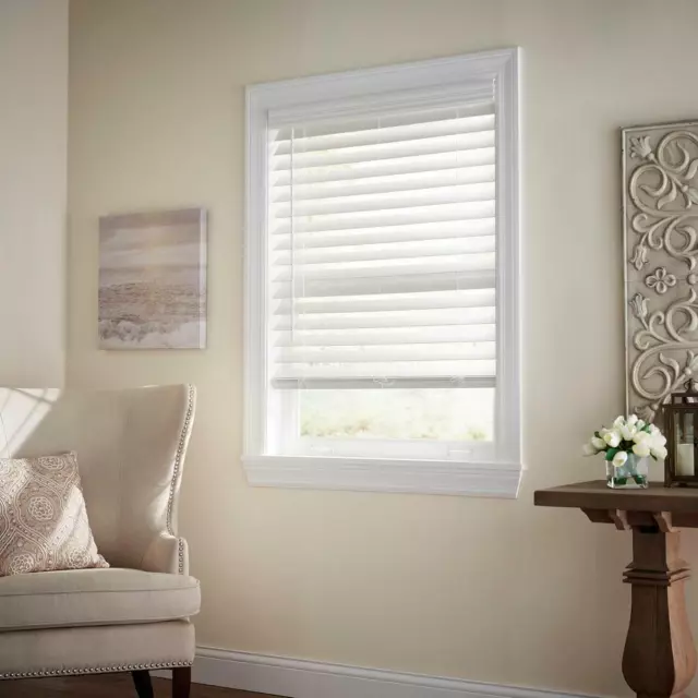 CUSTOM CUT Sizes Home Decorators White Cordless 2 1/2" Premium Faux Wood Blinds