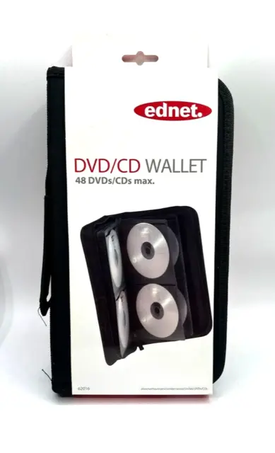 Ednet CD Mappen aus Nylon für 48 Discs, schwarz CD DVD Wallet