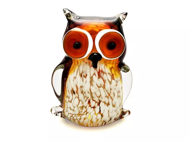 Objets d'art Brown Owl Bird Glass Ornament Collectable Figurine Gift Paperweight