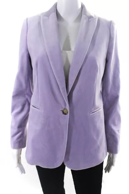 J Crew Womens Cotton Velvet One Button Parke Blazer Periwinkle Purple Size 2