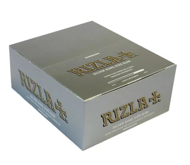 10x  (320) RIZLA SILVER KING SIZE SLIM CIGARETTE SMOKING ROLLING PAPERS ORIGINAL