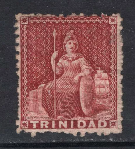 M22016 Trinidad & Tobago-Trinidad 1863 SG69a - (1d) lake with Wmk sideways.