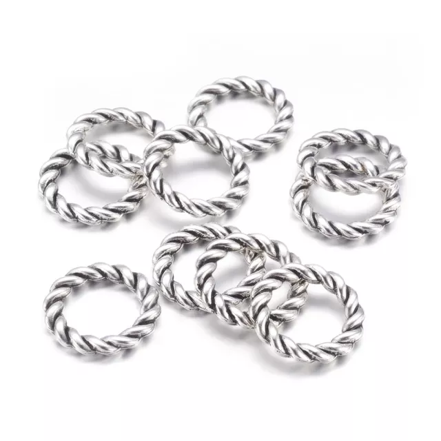 20pcs Tibetan Alloy Twisted Linking Rings Closed Connectors Antique Silver 19mm