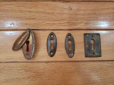 Lot of 4 - Vintage Brass Door Keyhole Plates
