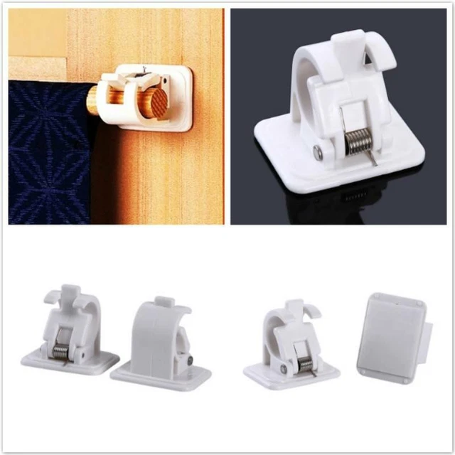 Self Adhesive Hooks Curtain Bracket Holder Curtain Rod Fixing Threaded Clamp DP