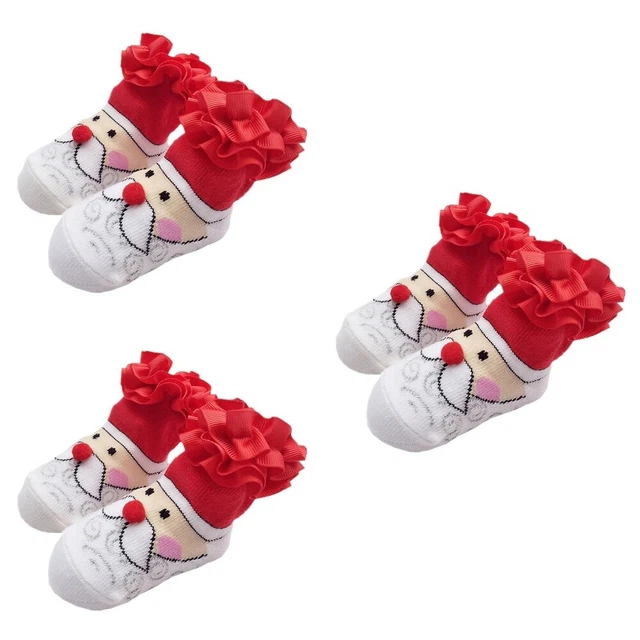 3x Addensato Calzini Bambino Neonato di Natale Calze Di Natale