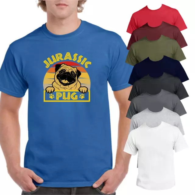 T-shirt Jurassic Carlino stampata divertente novità scherzo cane animale domestico maglietta manica corta