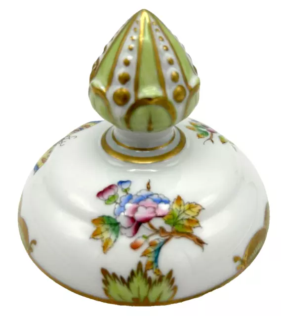 Vtg Herend Queen Victoria Lid Only for Urn Vase VBO 3 5/8" Diameter Green Border