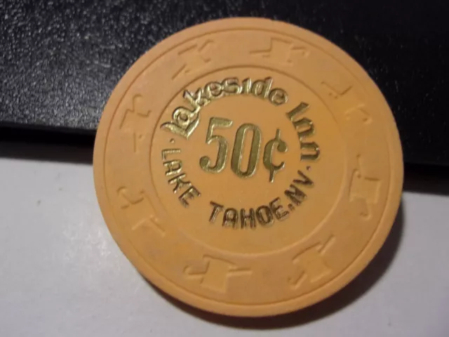 LAKESIDE INN HOTEL CASINO 50¢ hotel casino gaming poker chip - Lake Tahoe,  NV