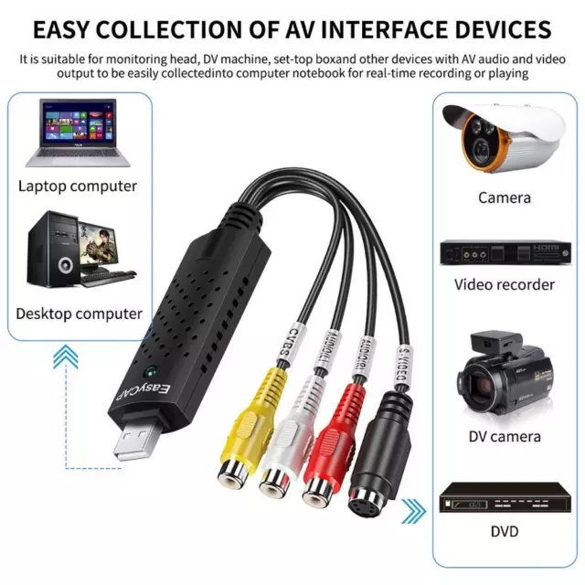 USB 2.0 TV Video Audio Grabber Capture Konverter Video Recorder Adapter Kabel