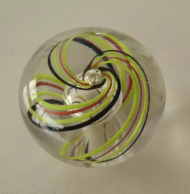 Lattice Spiral Green Glass Paperweight