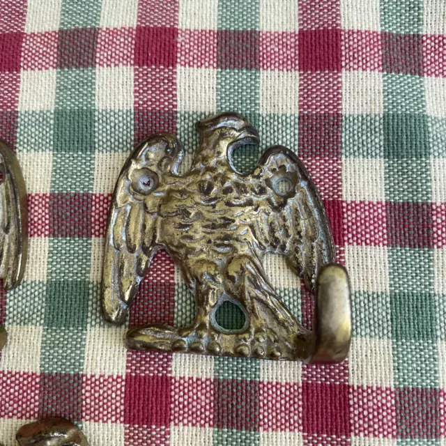 American Eagle Wall Hook Cast Iron Gilded Bird Decor Set Of 3 3