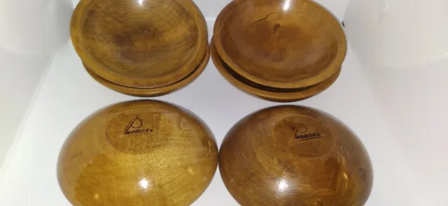 Rare 1930s-40s Signed Parrish Munising Hand Turned Solid Wood Bowl Set 6 Pieces