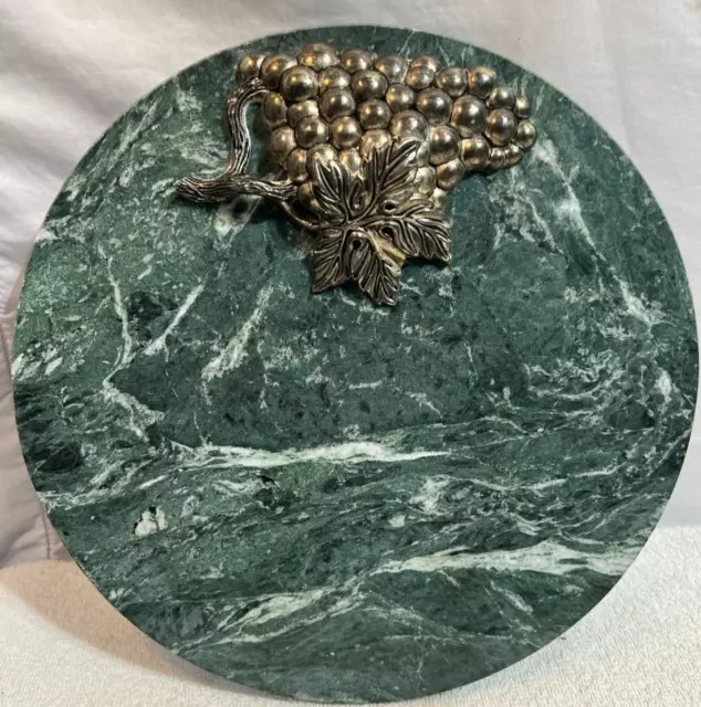 Godinger Silver Co Green Marble Cheese Server Cutting Board Grape Cluster 10" Vt