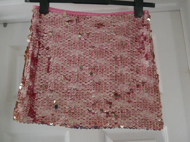 Minigonna rosa paillettes glamour taglia 10 festa club vacanze donna