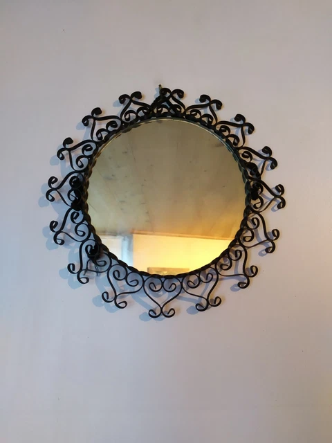 Ancien Miroir de table psyché pivotant style baroque, années 50 - En