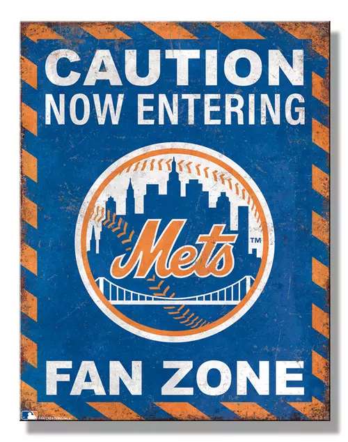 New York Mets Fan Zone Tin Metal Sign Man Cave Garage Bar Decor 12.5 X 16 Inch