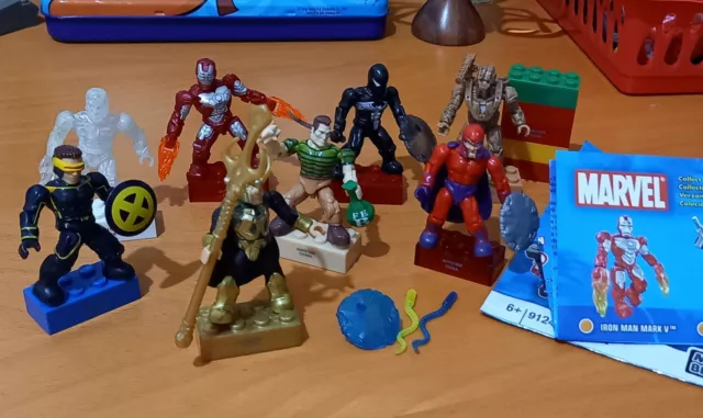 MARVEL Lot X-men mega Bloks Action Figures Iron man Magneto Ice Cyclops Loki