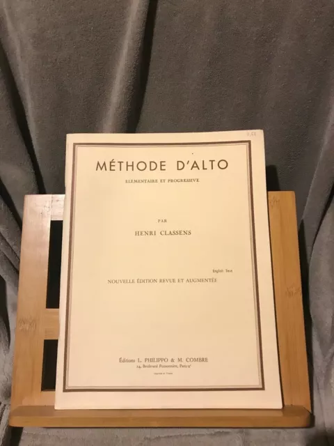Henri Classens Méthode d'alto partition éditions Philippo / Combre