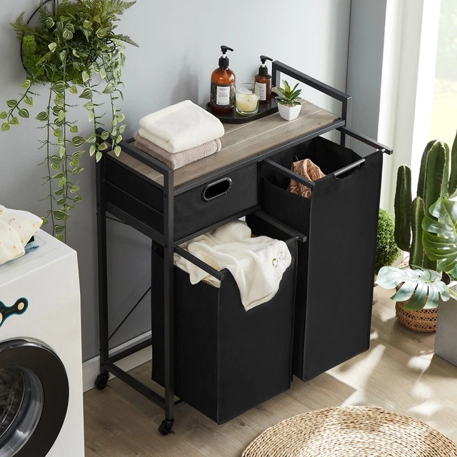 US 36'' Laundry Basket Rolling Laundry Cart Hamper With Drawer & Storage Rack