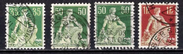 Switzerland/Schweiz 1933 Helvetia With Sword. Grilled Chalk Paper. Full Set Used