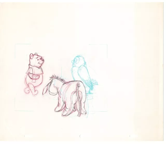 Winnie the Pooh Disney Original Production Drawing Sketch 1977 Washer 5b-48