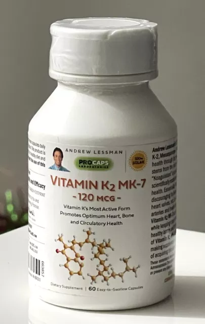 Andrew Lessman Vitamin K2 MK-7 120 MCG 60 Capsules 11/2024 New Sealed