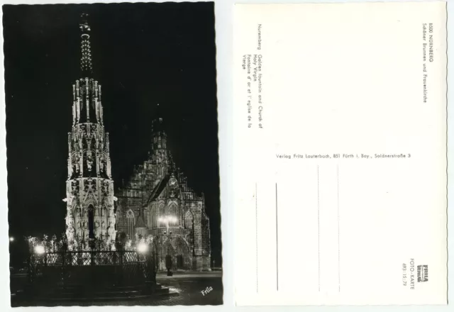 14376 - Nuremberg - beautiful fountain, Frauenkirche - real photo - old postcard