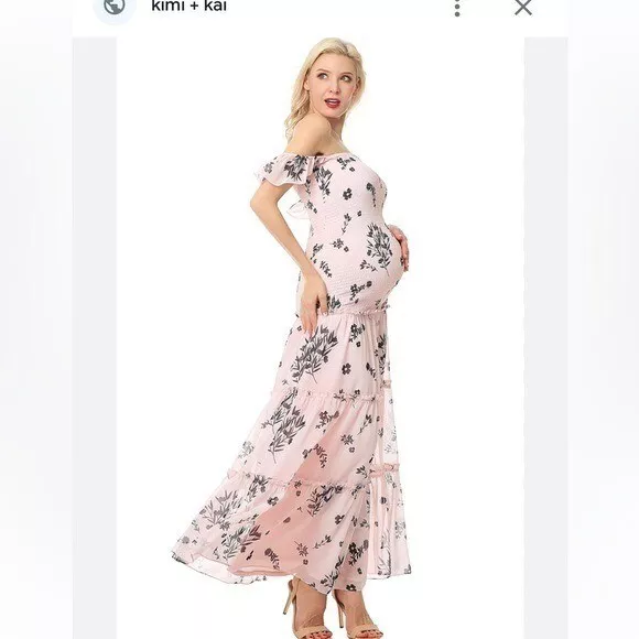 Kimi + Kai - Charity smocked maternity maxi dress