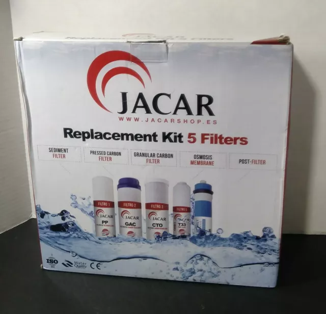 JACAR 5-Stage Reverse Osmosis Water Filter Replacement Set 50 GPD RO Membrane