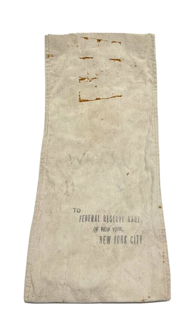 Bank Money Bag/Federal Reserve Bank  Of New York, New York City-Canvas Cloth Bag