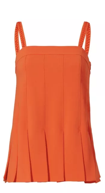 TRINA TURK Tangerine Pleated YELINA Top. Embroidery Stitching on Straps Size Sm