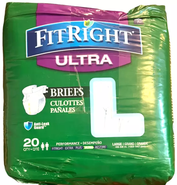 FITRIGHT ULTRA ADULT Diapers, Incontinence Briefs with Tabs, Heavy