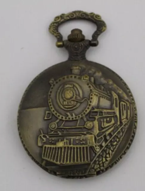 Bronze Steam Train Themed Quartz Pocket Watch