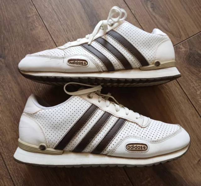 Mens Adidas Neo Jogger Trainers Size 9 Uk Off White / Brown