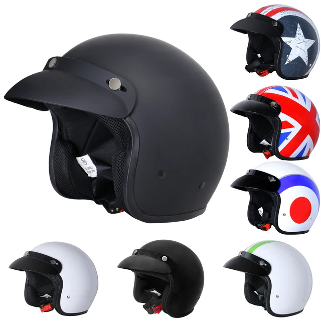Retro Motorcycle Open-Face Helmet German Style Half Helmet With Goggles 3/4 Skull Cap Jet Helmet For Adult Men Women DOT Approved Four Season Moped Crash Helmet - View #6