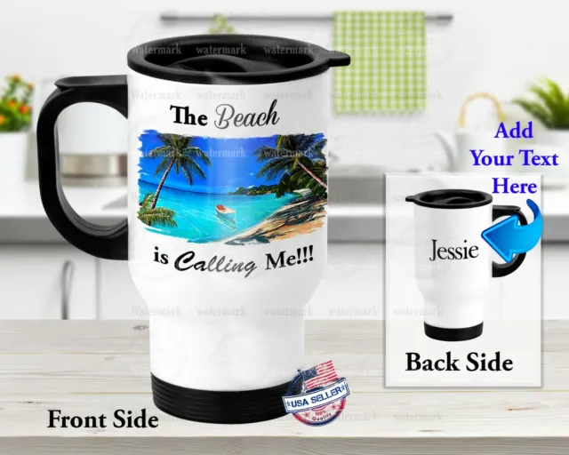 Beach is Calling Me Summer - Stainless Steel Thermal 14oz Insulated Travel Mug