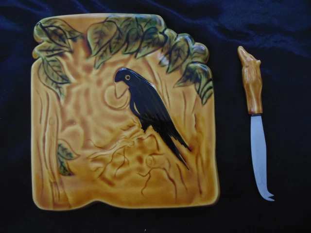 Ancien Plateau à Fromage En Céramique – Le Corbeau Et Le Renard – Vintage France