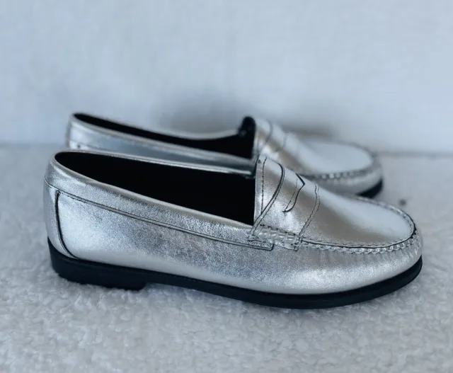 NEW GH BASS & Co Whitney Easy Weejuns Women Loafer Silver Preppy Shoes ...