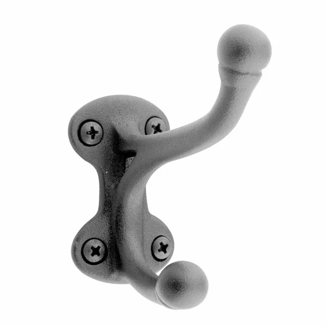 Coat Hook Black Brass RSF 3 1/2" H Double Hooks | Renovator's Supply