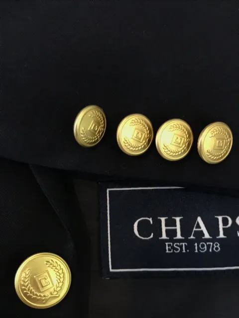 Chaps Ralph Lauren Sport Jacket Mens Navy Blue Wool Blazer Gold Button Size 42L