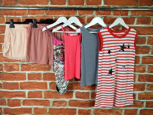 Girls Bundle Age 6-7 Years Next M&S Gap Shorts Red T-Shirt Dress Swimsuit 122Cm