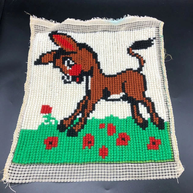 Hilo Crewel Burro Animal Imagen En Tela Aida Burro Con Flores
