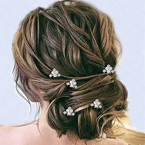 Pearl Bride Wedding Hair Pins Silver Rhinestone Bridal Hair Pieces Crystal Hair