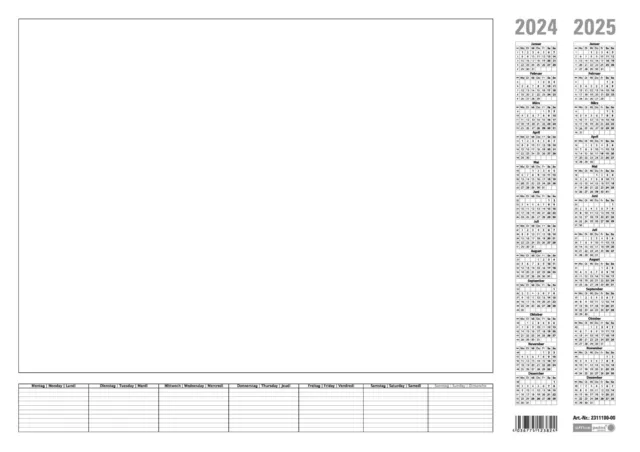 Schreibunterlage A2 25 Blatt 60x42cm Office mit Kalendarium 2024-2025 Homeoffice