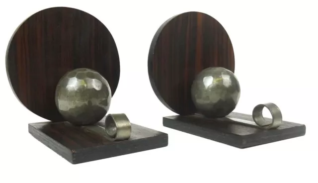 Stunning Very Rare 30S Art Deco Bauhaus Avantgarde Rosewood Bookends Antique