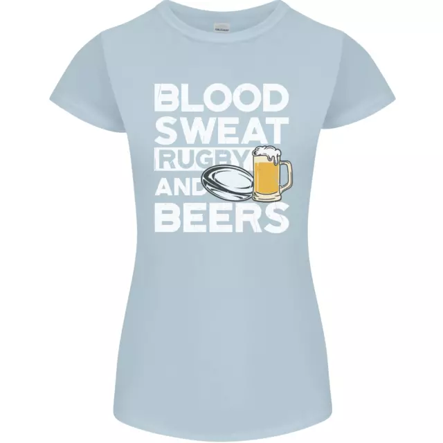 Blood Sweat Rugby and Beers T-shirt divertente da donna Petite Cut 10